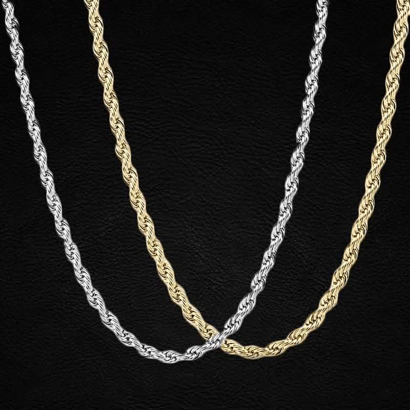 Collar de cadena con eslabones retorcidos de plata de ley