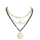 Stone Embellished Evil Eye Pendant Multi Layer Bib Necklace