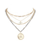 Stone Embellished Evil Eye Pendant Multi Layer Bib Necklace