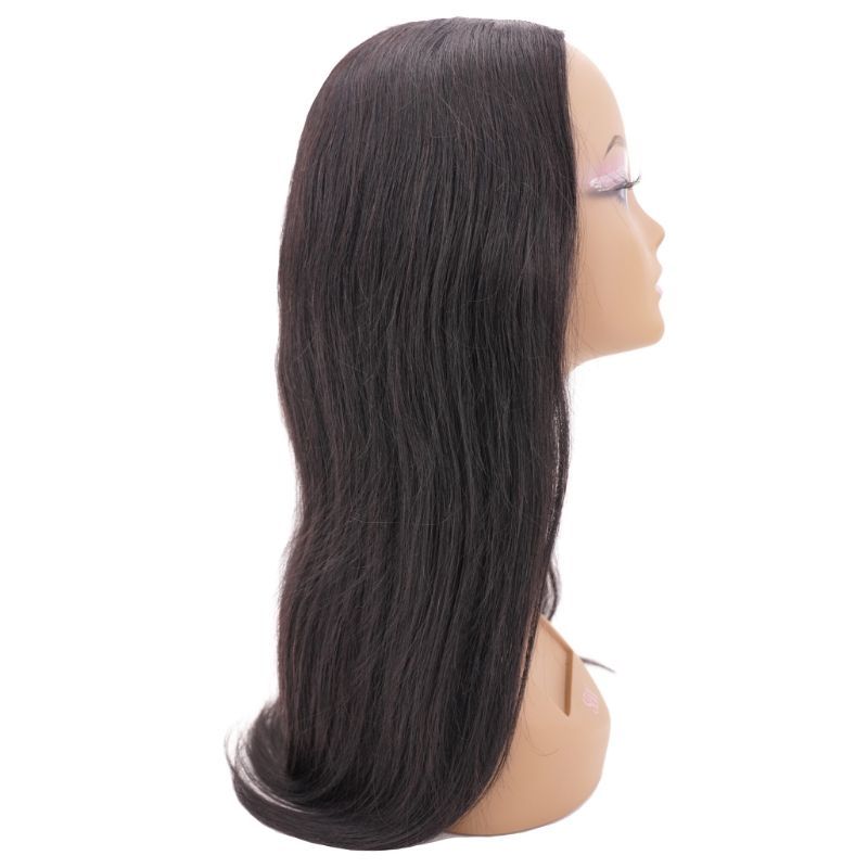 Peluca de cabello humano 100% liso con parte en U