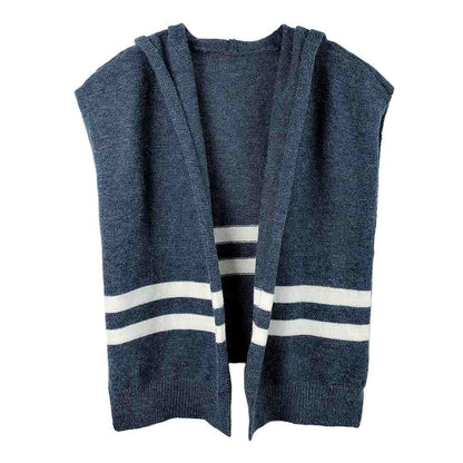 Striped Knit Hoodie Top