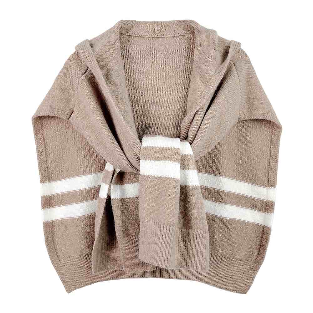 Striped Knit Hoodie Top