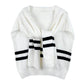 Striped Knit Hoodie Top