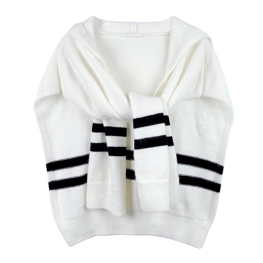 Striped Knit Hoodie Top
