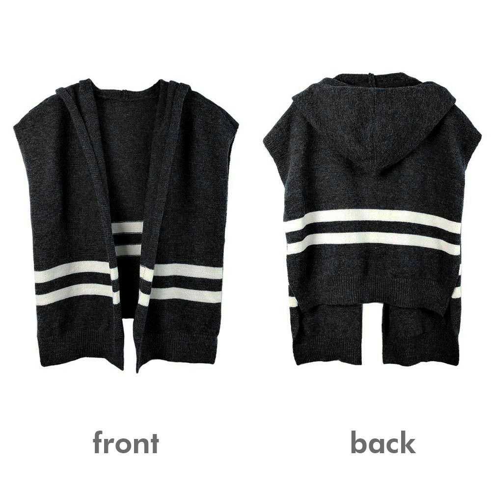 Striped Knit Hoodie Top