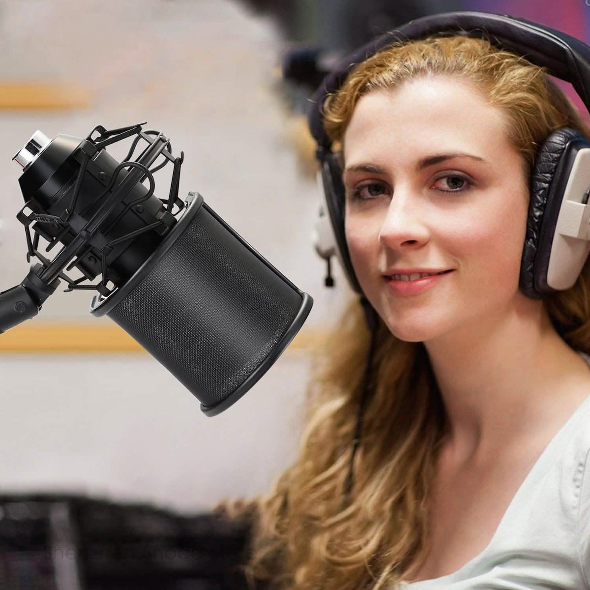 Malla de cubierta protectora de 3 capas para micrófono de estudio con filtro antipop
