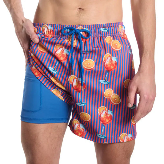 Sunset Spritz, pantalón corto híbrido Ocean and Heat, bañador y pantalón corto de resort con forro de compresión