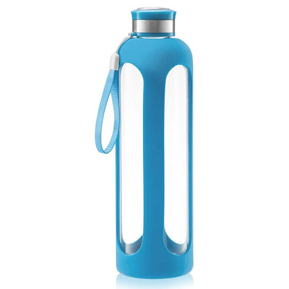 Botellas de agua de cristal Swig Savvy con funda protectora de silicona y tapa de acero inoxidable a prueba de fugas