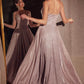 Vestido de Noche Acampanado con Brillo Ladivine Amoris T213 sin Mangas y Tirantes Finos
