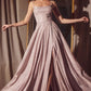 Vestido de Noche Acampanado con Brillo Ladivine Amoris T213 sin Mangas y Tirantes Finos