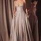Ladivine Amoris T214 Sleeveless Spaghetti Strap A-Line Glitter Gown