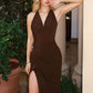 Amoris T218 Long Halter Neck Sleeveless Semi-Formal Evening Gown
