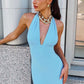 Vestido elástico ajustado Astee T505 de cuello halter elegante