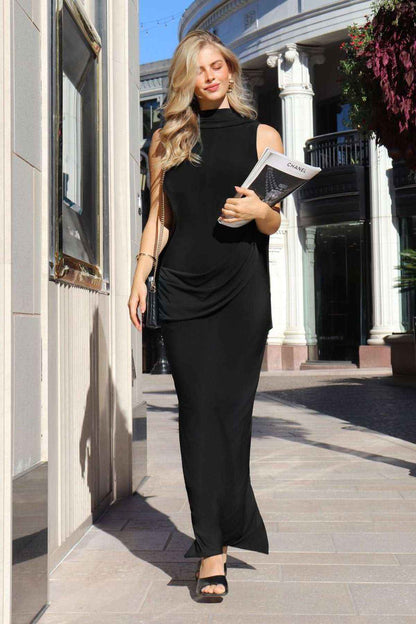 Vestido de noche elástico ajustado Astee T507 con cuello alto sofisticado