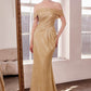 Vestido de gala ajustado clásico modesto con hombros descubiertos Ladivine Amoris T603