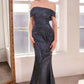 Vestido de gala ajustado clásico modesto con hombros descubiertos Ladivine Amoris T603
