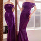 Vestido de gala ajustado clásico modesto con hombros descubiertos Ladivine Amoris T603