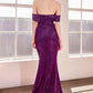 Vestido de gala ajustado clásico modesto con hombros descubiertos Ladivine Amoris T603
