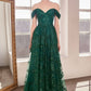 Vestido de fiesta estilo A sin hombros con estampado brillante Ladivine Amoris T607