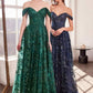 Vestido de fiesta estilo A sin hombros con estampado brillante Ladivine Amoris T607