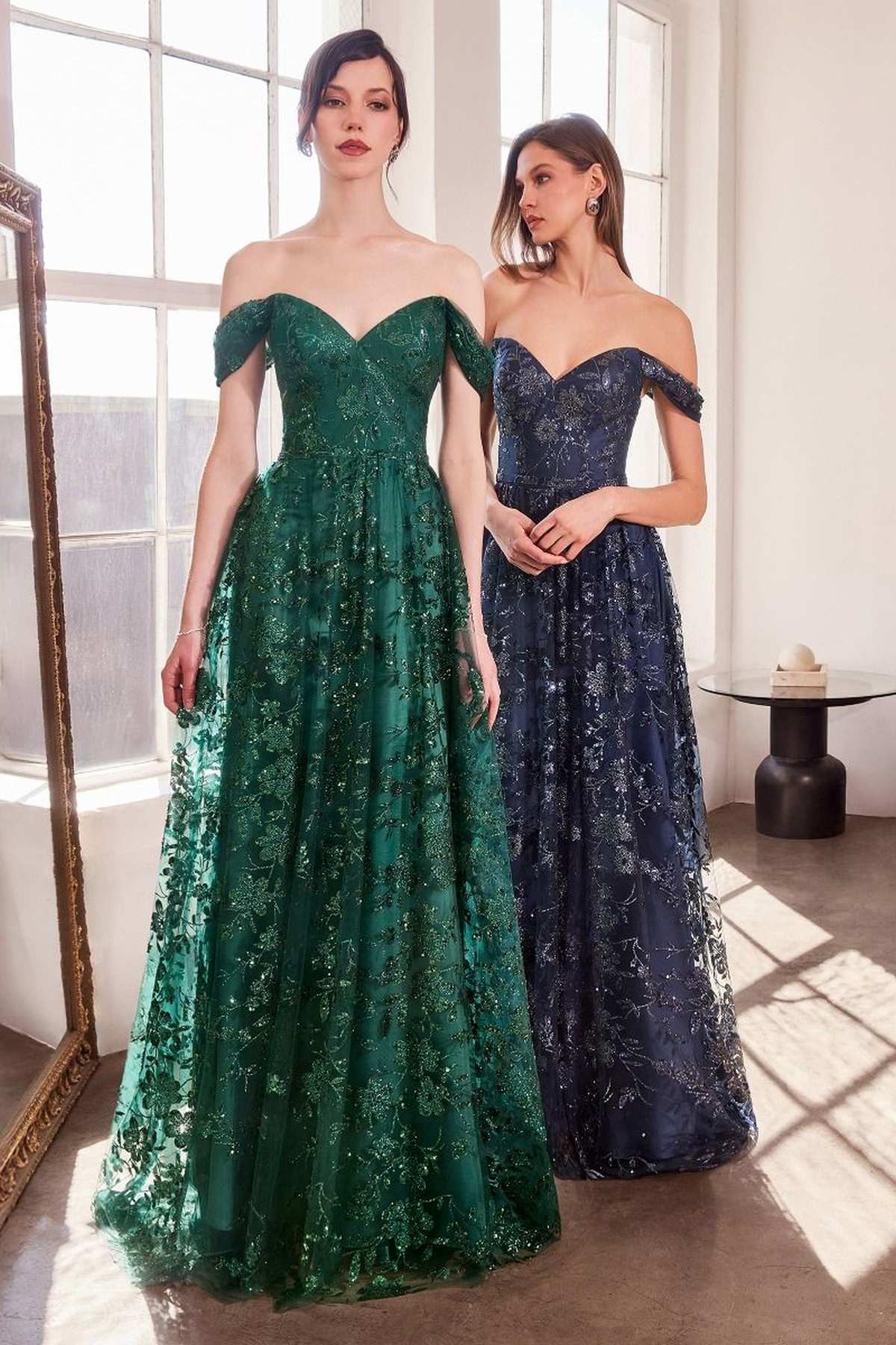 Vestido de fiesta estilo A sin hombros con estampado brillante Ladivine Amoris T607