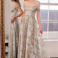 Vestido de fiesta estilo A sin hombros con estampado brillante Ladivine Amoris T607