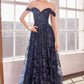 Vestido de fiesta estilo A sin hombros con estampado brillante Ladivine Amoris T607