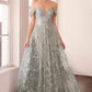 Vestido de fiesta estilo A sin hombros con estampado brillante Ladivine Amoris T607