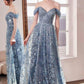 Vestido de fiesta estilo A sin hombros con estampado brillante Ladivine Amoris T607