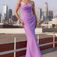Ladivine Amoris T702 Strapless Scoop Neckline Fitted Chiffon Dress