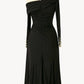 Vestido Ladivine Amoris T803 de manga larga sin hombros hasta la rodilla