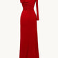 Ladivine Amoris T808 One Sleeve Off Shoulder Fitted Gown with Slit