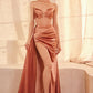 Ladivine Amoris T811 Long Fitted Satin Strapless Evening Gown