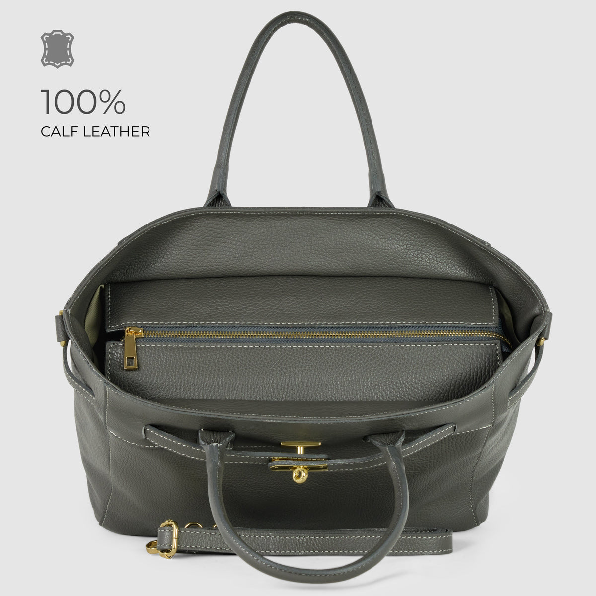 Italian Full-Grain Leather Top-Handle Bag | Cesena