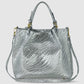 Italian Genuine Basketweave-Embossed Metallic Suede Top-Handle Bag | Imperia