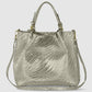 Italian Genuine Basketweave-Embossed Metallic Suede Top-Handle Bag | Imperia
