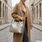 Italian Genuine Basketweave-Embossed Metallic Suede Top-Handle Bag | Imperia