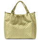 Italian Genuine Basketweave-Embossed Metallic Suede Top-Handle Bag | Imperia