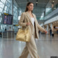 Italian Genuine Woven-Embossed Metallic Suede Top-Handle Bag | Savona