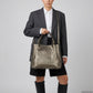 Italian Genuine Woven-Embossed Metallic Suede Top-Handle Bag | Savona