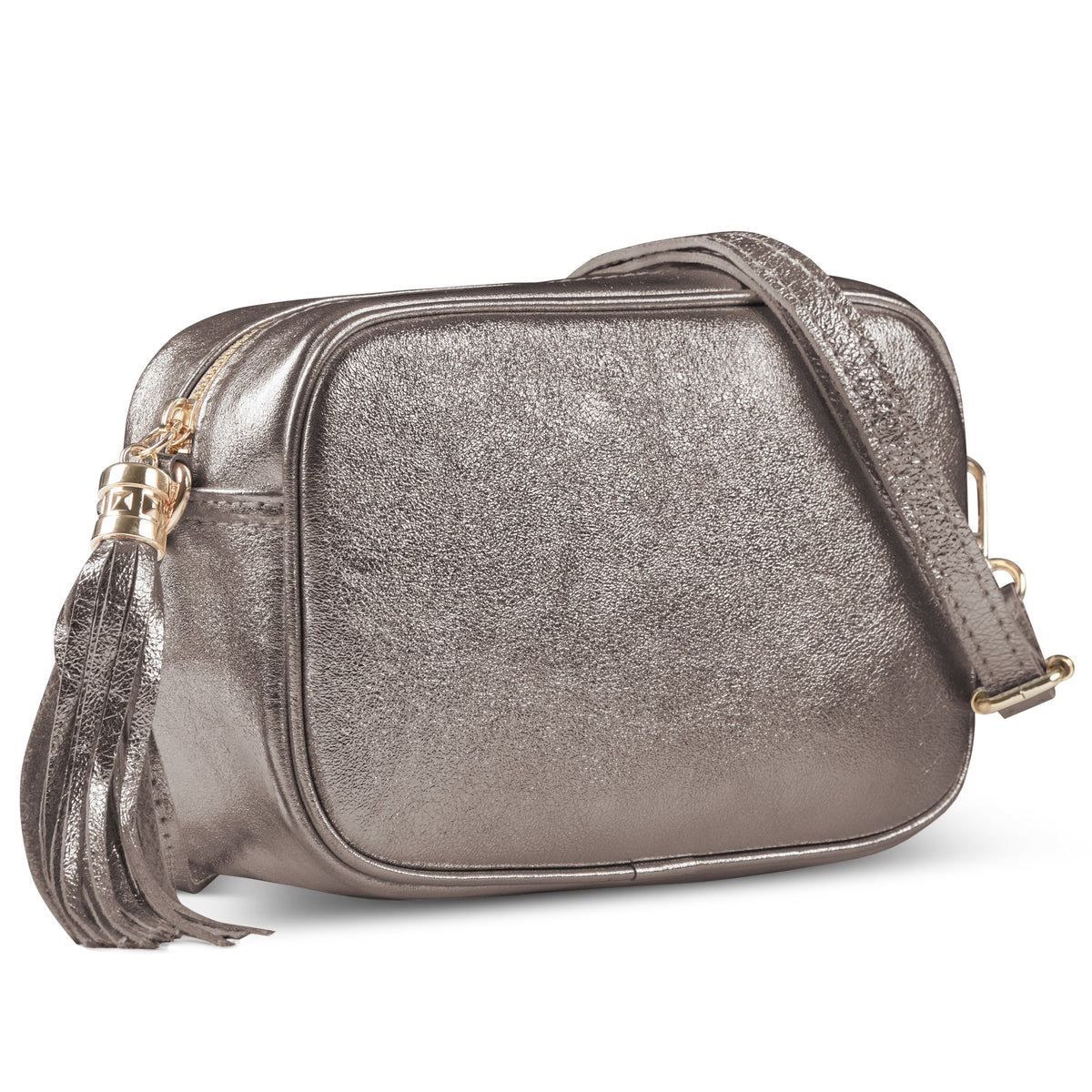 Italian Genuine Metallic Suede Crossbody Bag | Gubbio