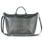 Italian Genuine Basketweave-Embossed Metallic Suede Top-Handle Bag | Treviso