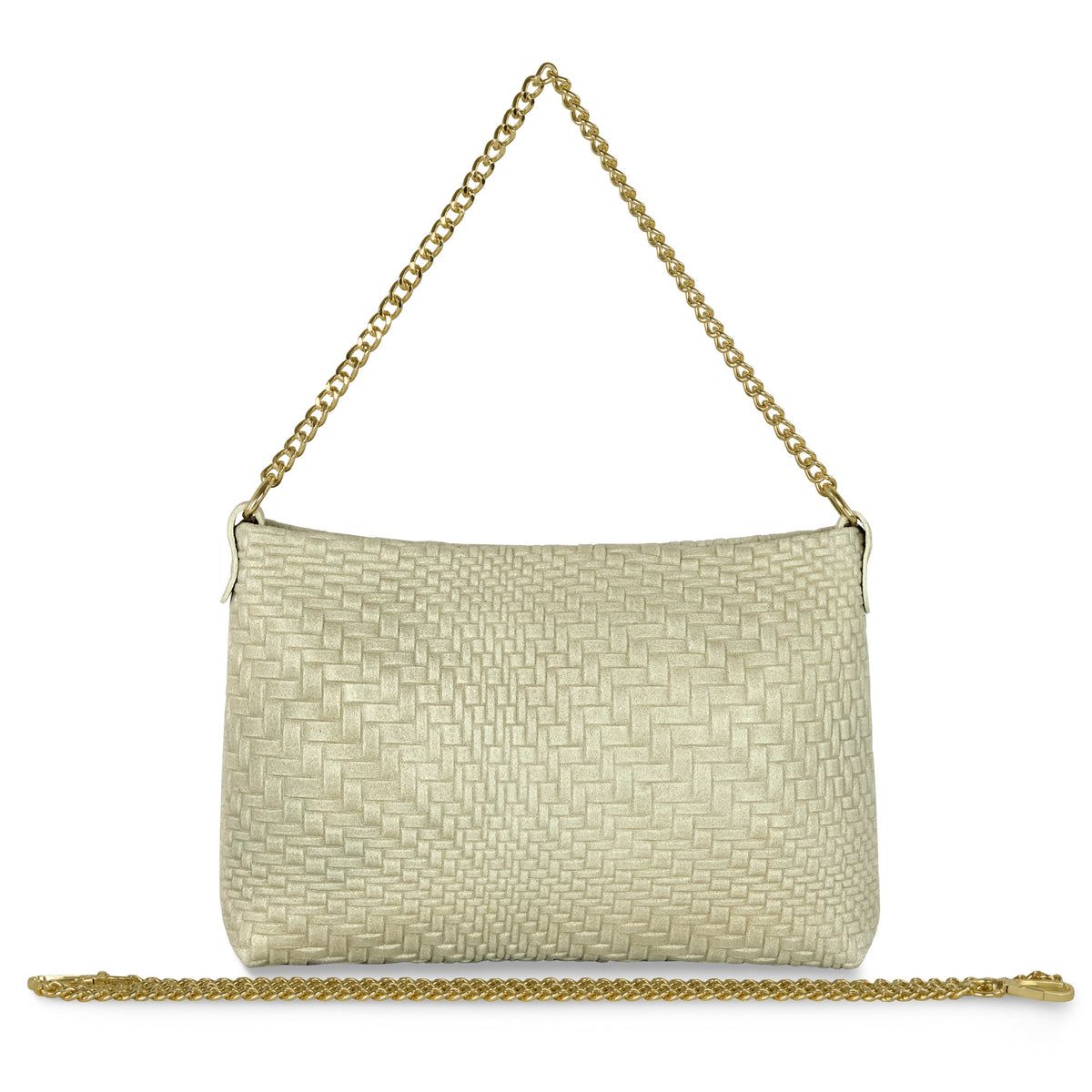 Italian Genuine Basketweave-Embossed Suede Crossbody Bag | Bergamo