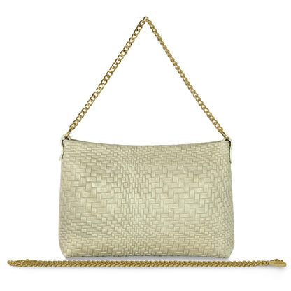 Italian Genuine Basketweave-Embossed Suede Crossbody Bag | Bergamo