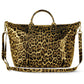 Italian Genuine Leopard-Print Metallic Suede Top-Handle Bag | Rimini