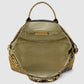 Italian Genuine Leopard-Print Metallic Suede Top-Handle Bag | Rimini