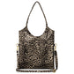 Italian Genuine Leopard-Print Metallic Suede Tote Bag | Catania