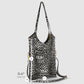 Italian Genuine Leopard-Print Metallic Suede Tote Bag | Catania