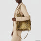 Italian Genuine Leopard-Print Metallic Suede Tote Bag | Catania