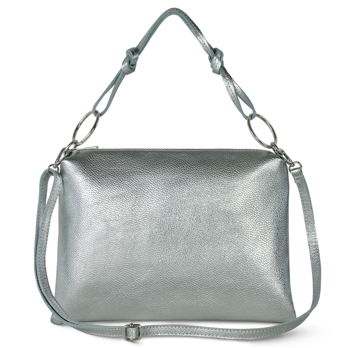 Italian Metallic Full-Grain Leather Shoulder Bag | Prato